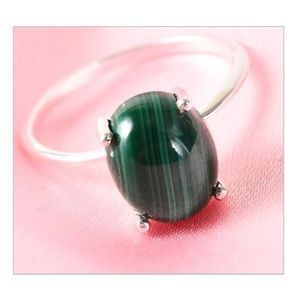 🆕 African Malachite Solitaire Ring in SS